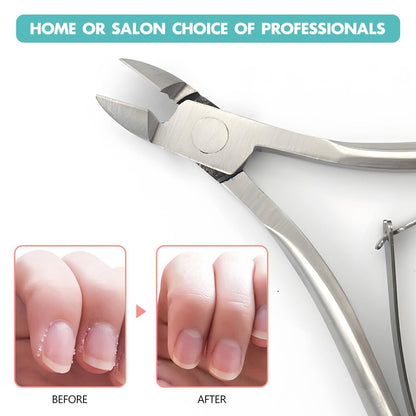 Kootinn 2 Packs Professional Cuticle Trimmer - Stainless Steel Cuticle Nippers with Double Spring for Fingernails and Toenails