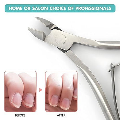 Kootinn 2 Packs Professional Cuticle Trimmer - Stainless Steel Cuticle Nippers with Double Spring for Fingernails and Toenails