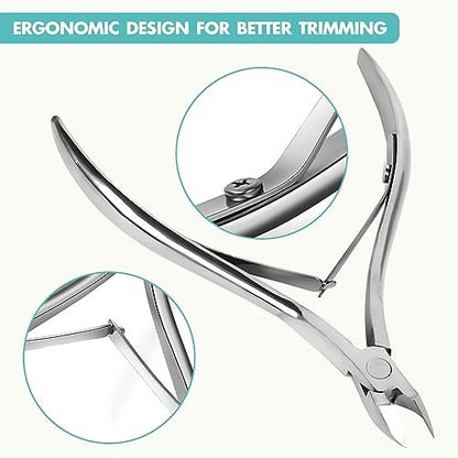 Kootinn 2 Packs Professional Cuticle Trimmer - Stainless Steel Cuticle Nippers with Double Spring for Fingernails and Toenails