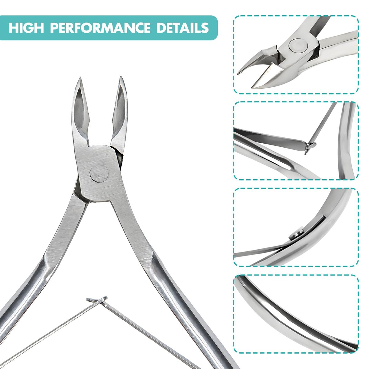 Kootinn 2 Packs Professional Cuticle Trimmer - Stainless Steel Cuticle Nippers with Double Spring for Fingernails and Toenails - görsel 4