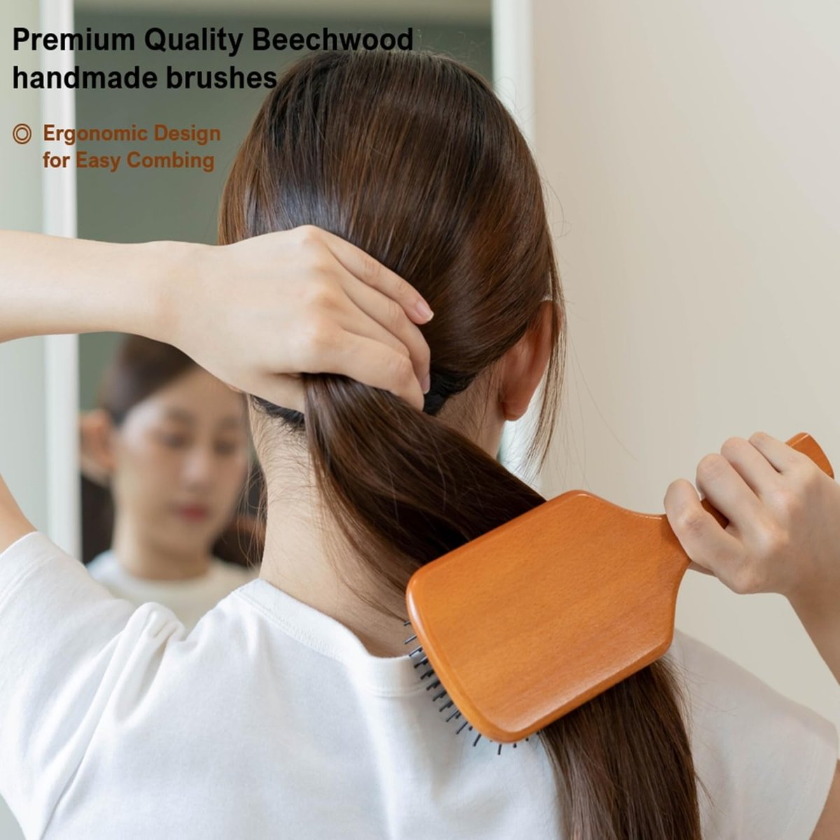 Ecotrees Wooden Paddle Hair Brush - Air Cushion Massage Comb, Anti-Static Detangling Brush for Reducing Hair Breakage - görsel 8