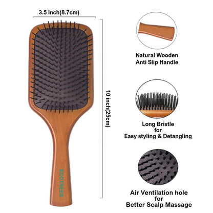 Ecotrees Wooden Paddle Hair Brush - Air Cushion Massage Comb, Anti-Static Detangling Brush for Reducing Hair Breakage