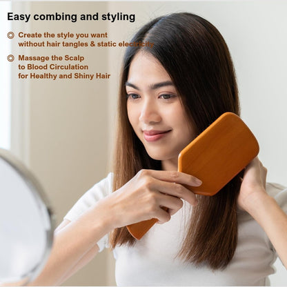 Ecotrees Wooden Paddle Hair Brush - Air Cushion Massage Comb, Anti-Static Detangling Brush for Reducing Hair Breakage
