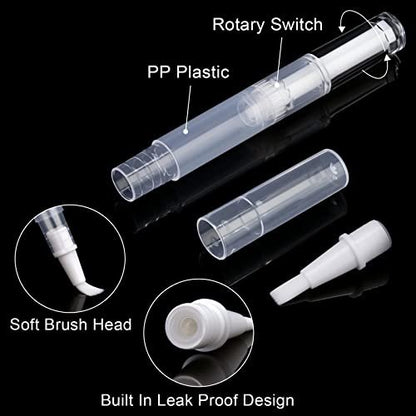 10 Pack 3ml Transparent Twist Pens Cuticle Oil Pen Empty Nail Oil Pen with Brush Tip Cosmetic Lip Gloss Container Applicators Eyelash Growth Liquid Tube with 1 Pack 3ml Transfer Pipettes