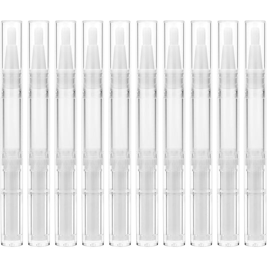 10 Pack 3ml Transparent Twist Pens Cuticle Oil Pen Empty Nail Oil Pen with Brush Tip Cosmetic Lip Gloss Container Applicators Eyelash Growth Liquid Tube with 1 Pack 3ml Transfer Pipettes
