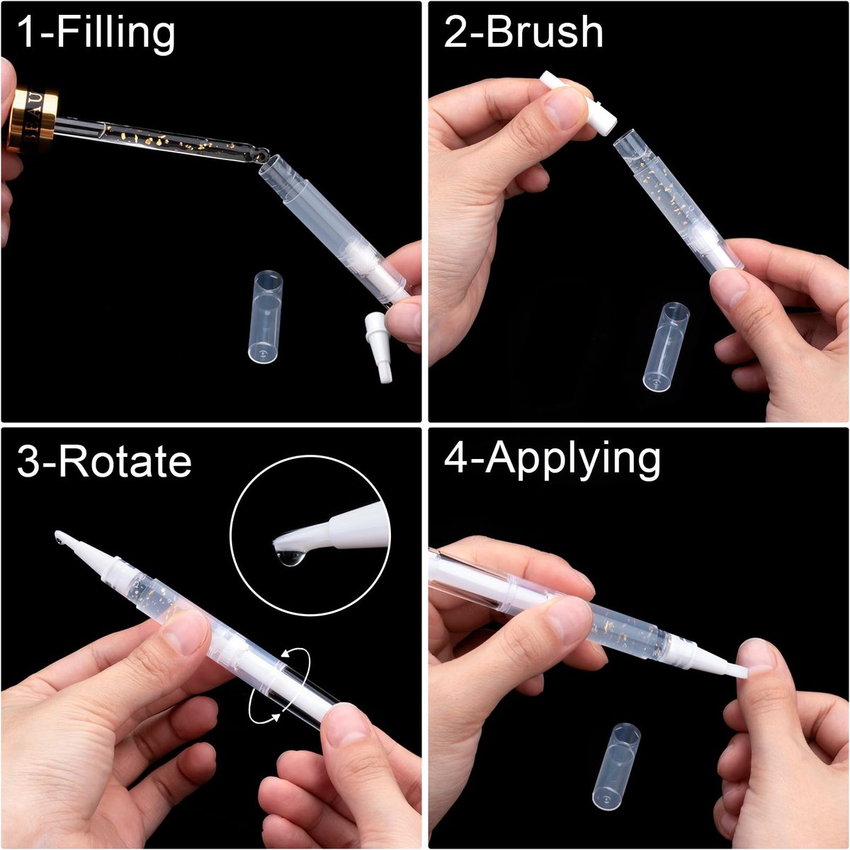 10 Pack 3ml Transparent Twist Pens Cuticle Oil Pen Empty Nail Oil Pen with Brush Tip Cosmetic Lip Gloss Container Applicators Eyelash Growth Liquid Tube with 1 Pack 3ml Transfer Pipettes - görsel 5