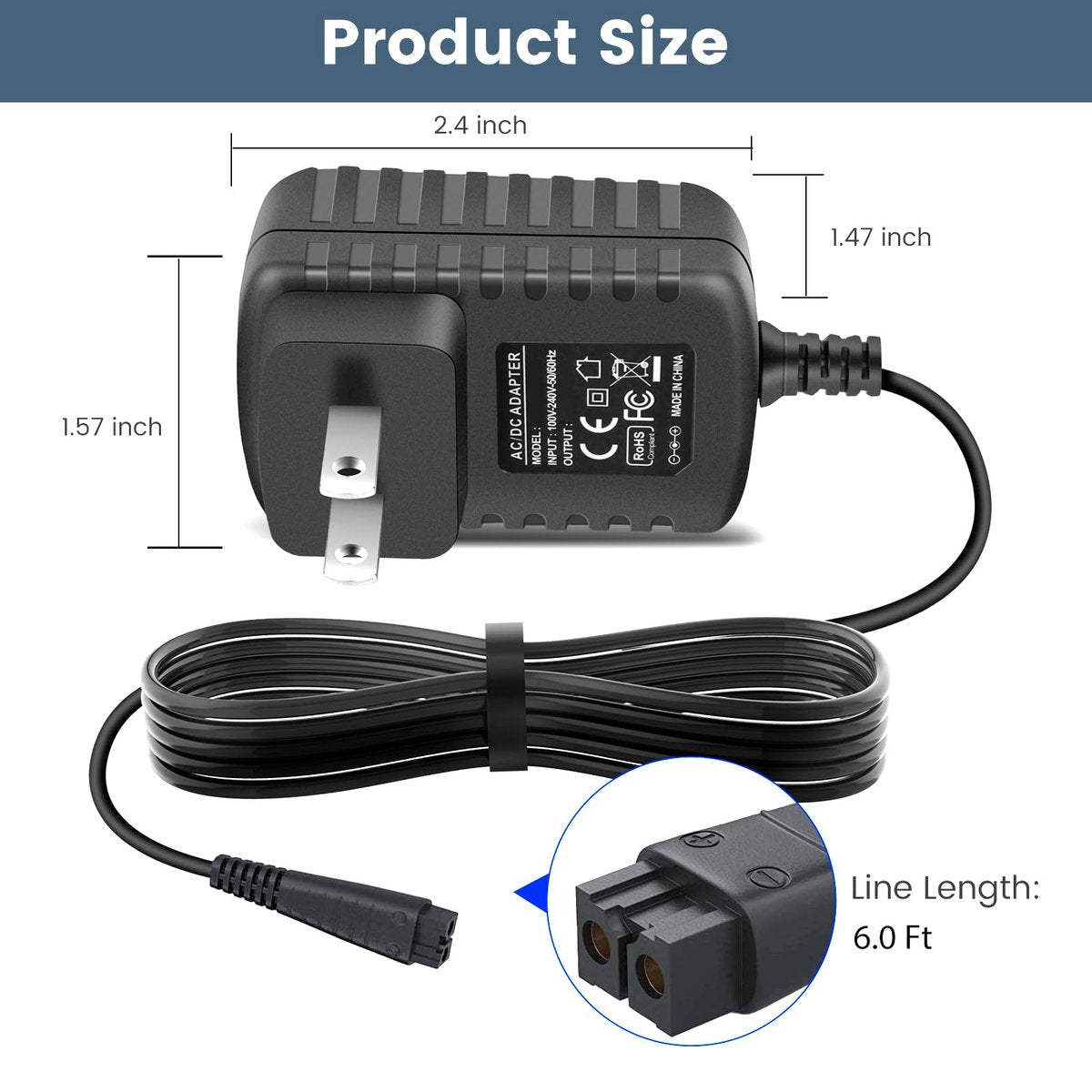 5.4V Charger for Panasonic Arc3 Arc4 Arc5 Shaver - Compatible with ES-RT31, ES-LT2A, ER-SB40, ES-ED70, ES-LL21, ES-WD22, ES-LA63, ES-LF30, ES-RF31, ES-WS10 - Replacement AC Adapter Power Cord - görsel 3