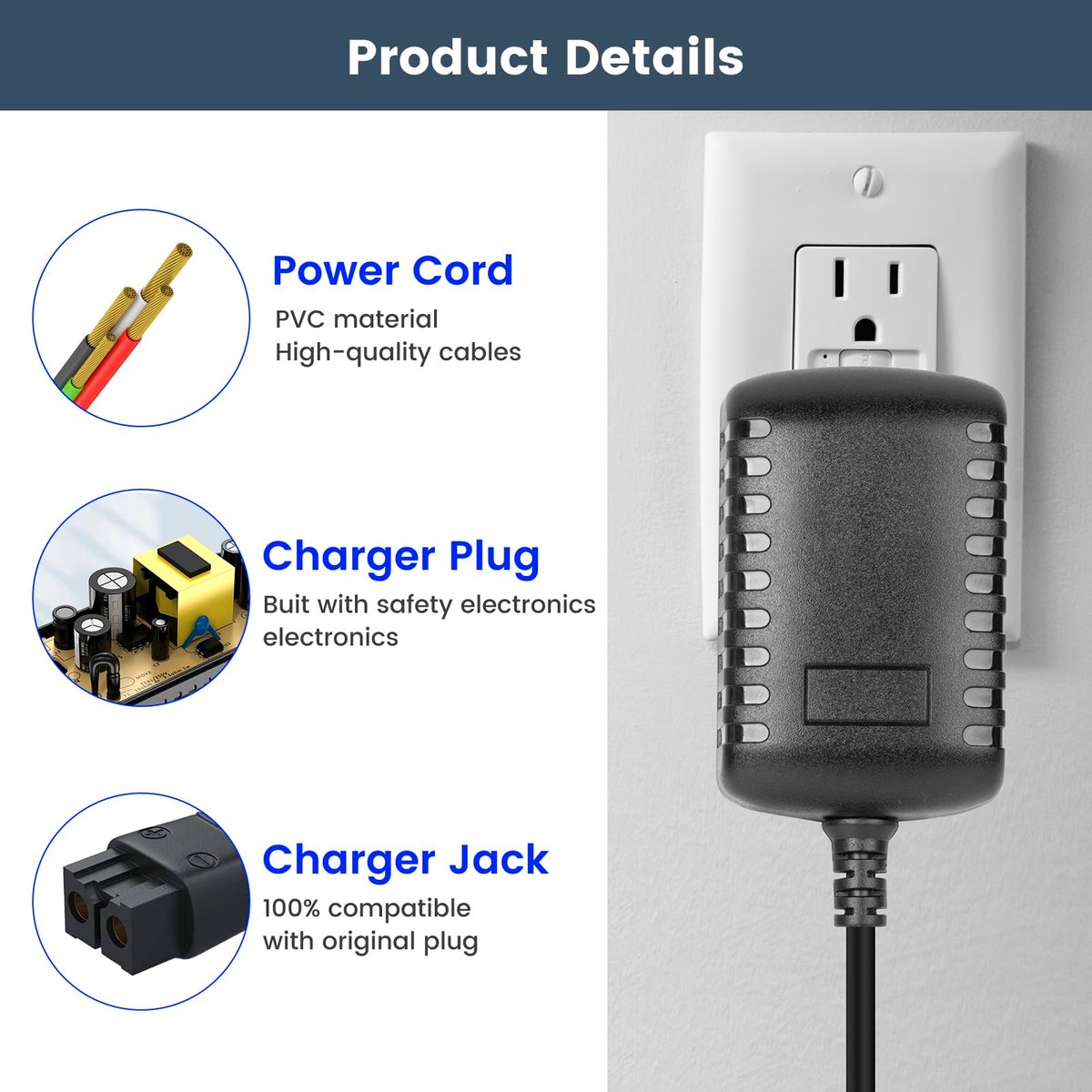 5.4V Charger for Panasonic Arc3 Arc4 Arc5 Shaver - Compatible with ES-RT31, ES-LT2A, ER-SB40, ES-ED70, ES-LL21, ES-WD22, ES-LA63, ES-LF30, ES-RF31, ES-WS10 - Replacement AC Adapter Power Cord - görsel 9