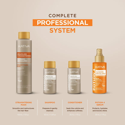 KATIVA Brazilian Keratin Straightening Kit - Formaldehyde-Free Smoothing, Anti-Frizz with Hyaluronic Acid & Argan Oil, Vegan, Up to 12 Weeks Avelisse