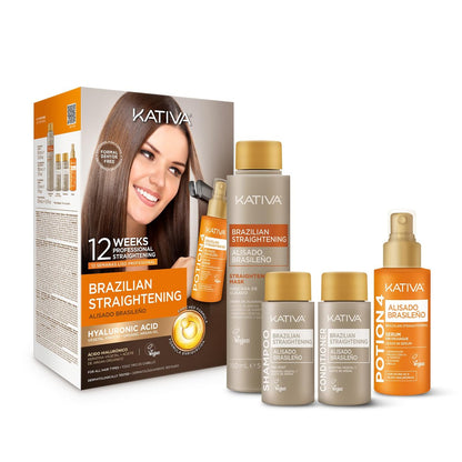 KATIVA Brazilian Keratin Straightening Kit - Formaldehyde-Free Smoothing, Anti-Frizz with Hyaluronic Acid & Argan Oil, Vegan, Up to 12 Weeks Avelisse