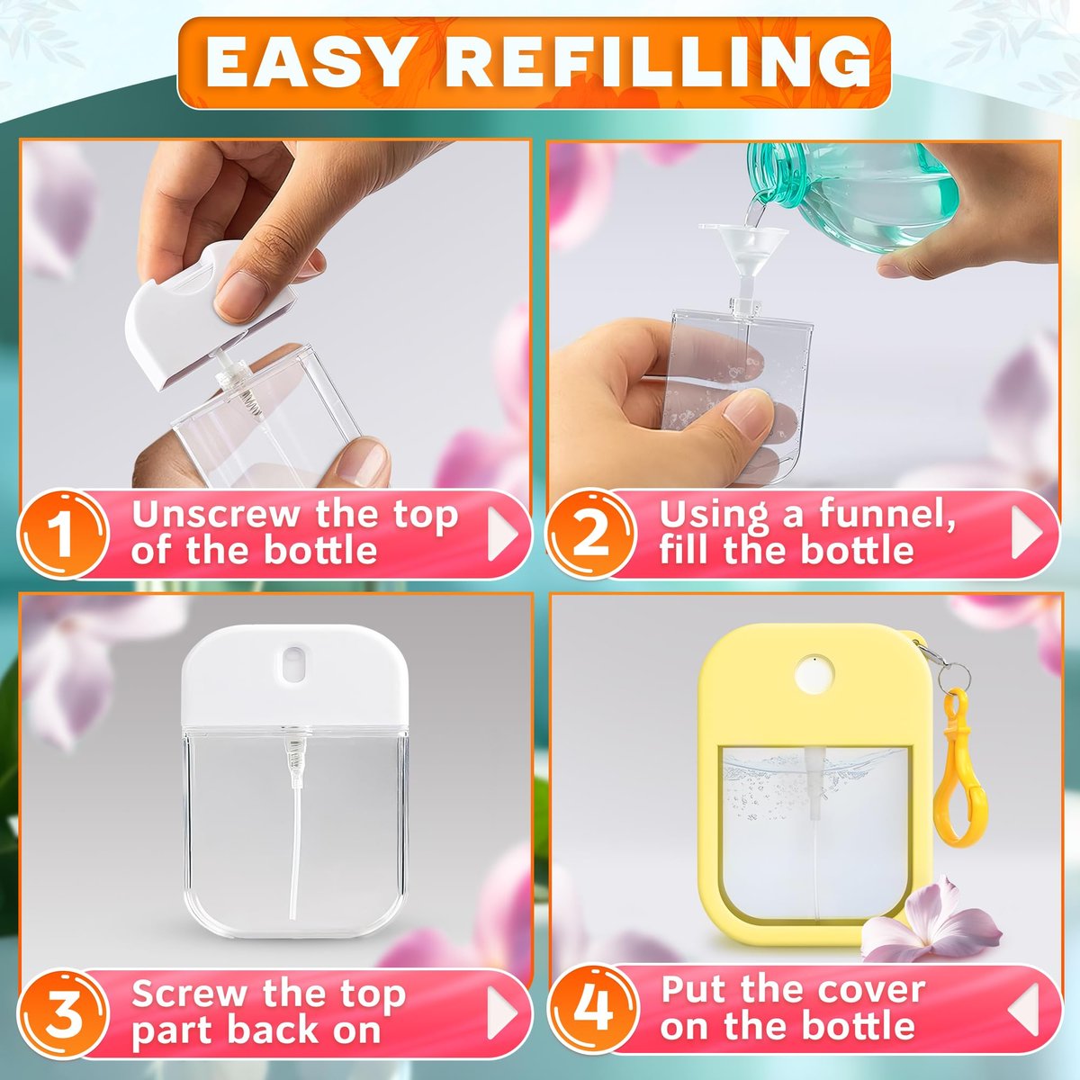 VIKROM 6-Pack Refillable Travel Size Perfume Bottles (1.28 oz Each) with Colorful Silicone Case & Keychain – TSA-Compliant Atomizer for Purse, Ideal Gift for Mom Avelisse