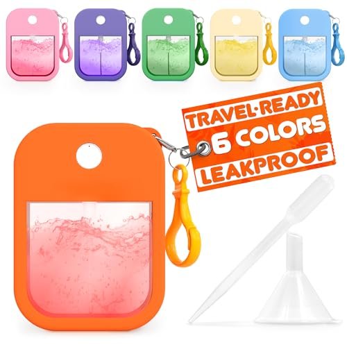 VIKROM 6-Pack Refillable Travel Size Perfume Bottles (1.28 oz Each) with Colorful Silicone Case & Keychain – TSA-Compliant Atomizer for Purse, Ideal Gift for Mom Avelisse