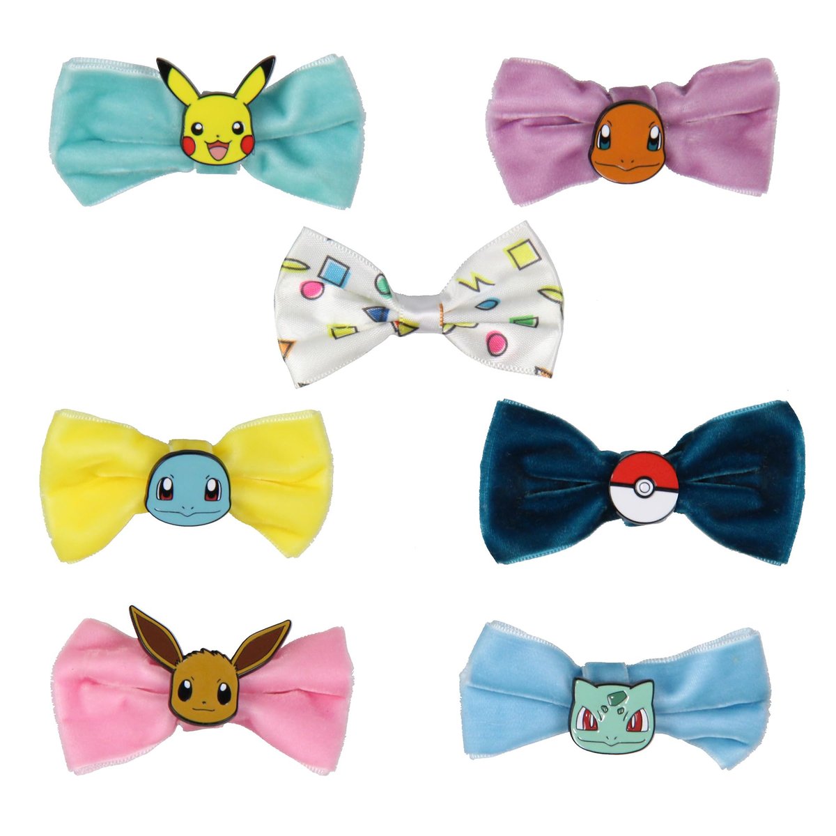 Pokemon Velvet Hair Accessories Set - 7 Alligator Hair Clips for Women & Girls - Multicolor Avelisse
