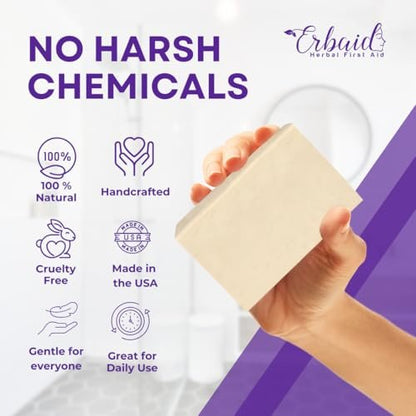 Natrulo Pyrithione Zinc Soap Bar for Face & Body, 4oz | 2% ZnP Bar Soap Skin Repair Cleanser for Acne, Rosacea, Eczema, Dermatitis, Psoriasis, Itching