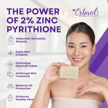 Natrulo Pyrithione Zinc Soap Bar for Face & Body, 4oz | 2% ZnP Bar Soap Skin Repair Cleanser for Acne, Rosacea, Eczema, Dermatitis, Psoriasis, Itching