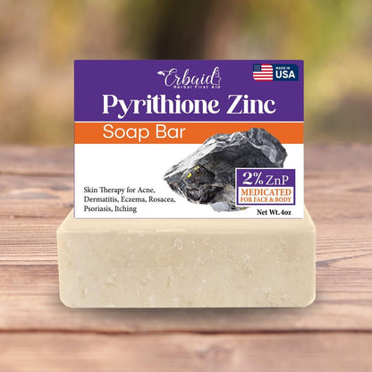 Natrulo Pyrithione Zinc Soap Bar for Face & Body, 4oz | 2% ZnP Bar Soap Skin Repair Cleanser for Acne, Rosacea, Eczema, Dermatitis, Psoriasis, Itching