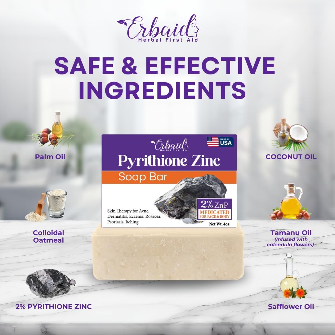 Natrulo Pyrithione Zinc Soap Bar for Face & Body, 4oz | 2% ZnP Bar Soap Skin Repair Cleanser for Acne, Rosacea, Eczema, Dermatitis, Psoriasis, Itching - görsel 9