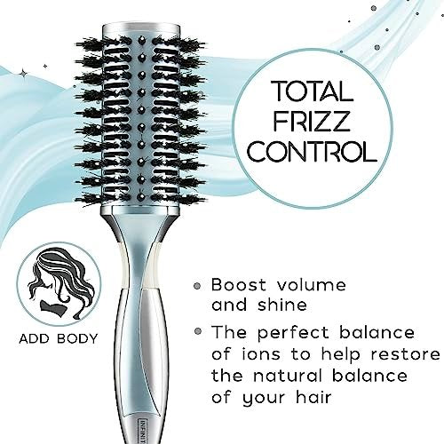 InfinitiPro by Conair Porcupine Round Brush - Smoothwrap Series, Icy Blue, Reduces Frizz & Adds Volume Avelisse