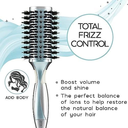 InfinitiPro by Conair Porcupine Round Brush - Smoothwrap Series, Icy Blue, Reduces Frizz & Adds Volume Avelisse