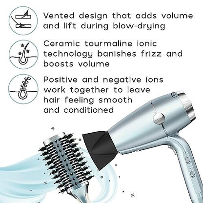 InfinitiPro by Conair Porcupine Round Brush - Smoothwrap Series, Icy Blue, Reduces Frizz & Adds Volume Avelisse