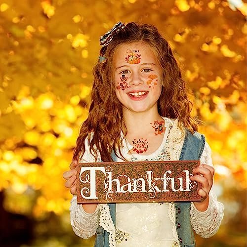 HOWAF 96-Piece Fall Temporary Tattoos for Kids – Autumn Harvest Face Tattoos with Pumpkin & Scarecrow Designs, Hello Autumn Party Decorations - görsel 12