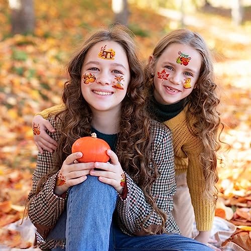 HOWAF 96-Piece Fall Temporary Tattoos for Kids – Autumn Harvest Face Tattoos with Pumpkin & Scarecrow Designs, Hello Autumn Party Decorations - görsel 14
