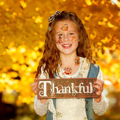 HOWAF 96-Piece Fall Temporary Tattoos for Kids – Autumn Harvest Face Tattoos with Pumpkin & Scarecrow Designs, Hello Autumn Party Decorations