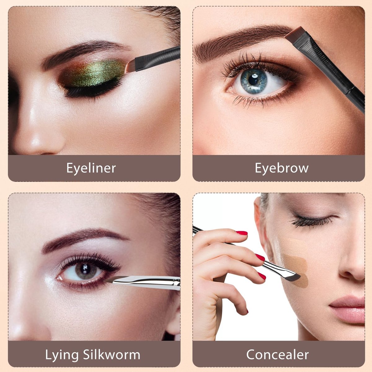 Etercycle 5-Piece Eyeliner Brush Set - Precision Fine Angled & Ultra Thin Slanted Flat Brushes for Professional Makeup Application - görsel 11