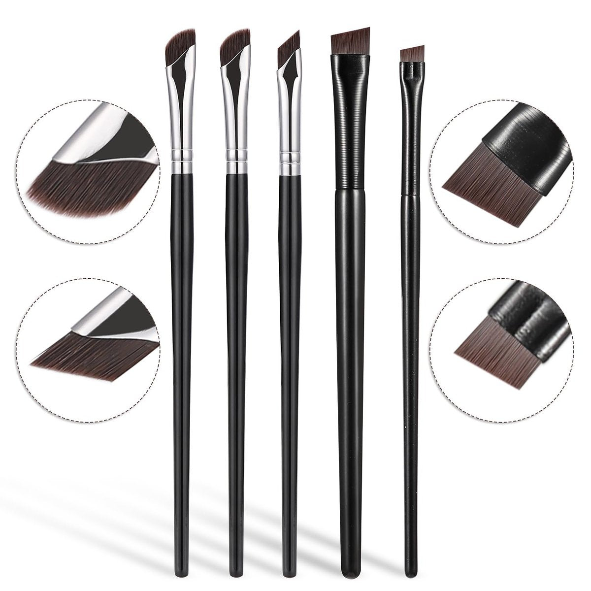 Etercycle 5-Piece Eyeliner Brush Set - Precision Fine Angled & Ultra Thin Slanted Flat Brushes for Professional Makeup Application - görsel 3