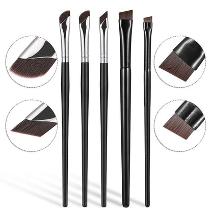 Etercycle 5-Piece Eyeliner Brush Set - Precision Fine Angled & Ultra Thin Slanted Flat Brushes for Professional Makeup Application