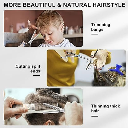 Professional Hair Cutting Scissors and Thinning Shears Set - 6.5in Stainless Steel Barber Scissors for Men, Women, Kids & Pets
