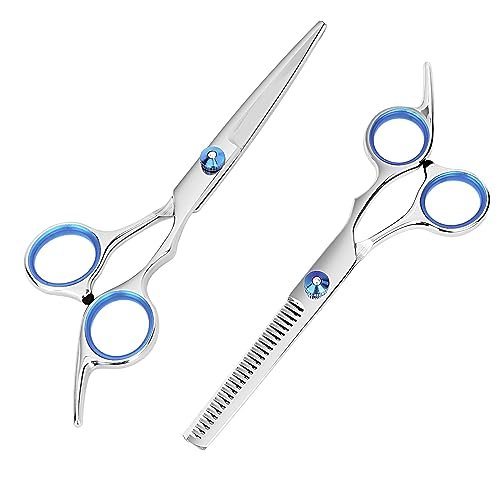 Professional Hair Cutting Scissors and Thinning Shears Set - 6.5in Stainless Steel Barber Scissors for Men, Women, Kids & Pets - görsel 2