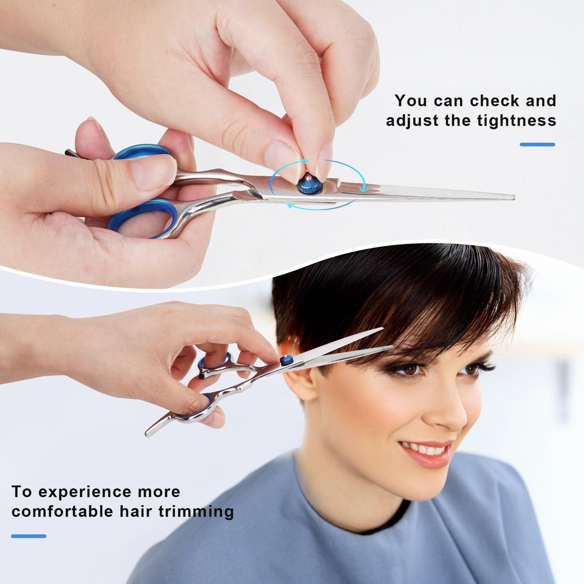 Professional Hair Cutting Scissors and Thinning Shears Set - 6.5in Stainless Steel Barber Scissors for Men, Women, Kids & Pets - görsel 7