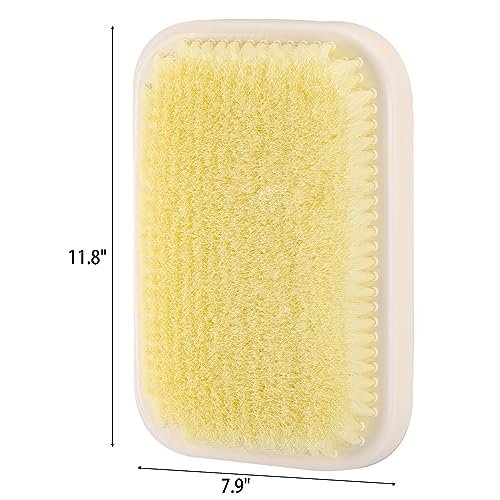 Tecbeauty Wall Mounted Back Scrubber for Shower - Hands-Free Exfoliating Bath Wash Pad for Men and Women, White Plastic Avelisse
