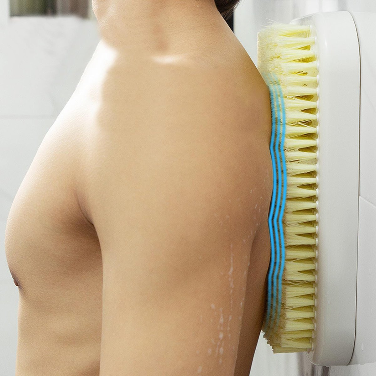 Tecbeauty Wall Mounted Back Scrubber for Shower - Hands-Free Exfoliating Bath Wash Pad for Men and Women, White Plastic Avelisse