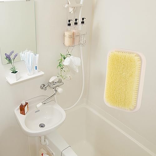 Tecbeauty Wall Mounted Back Scrubber for Shower - Hands-Free Exfoliating Bath Wash Pad for Men and Women, White Plastic Avelisse