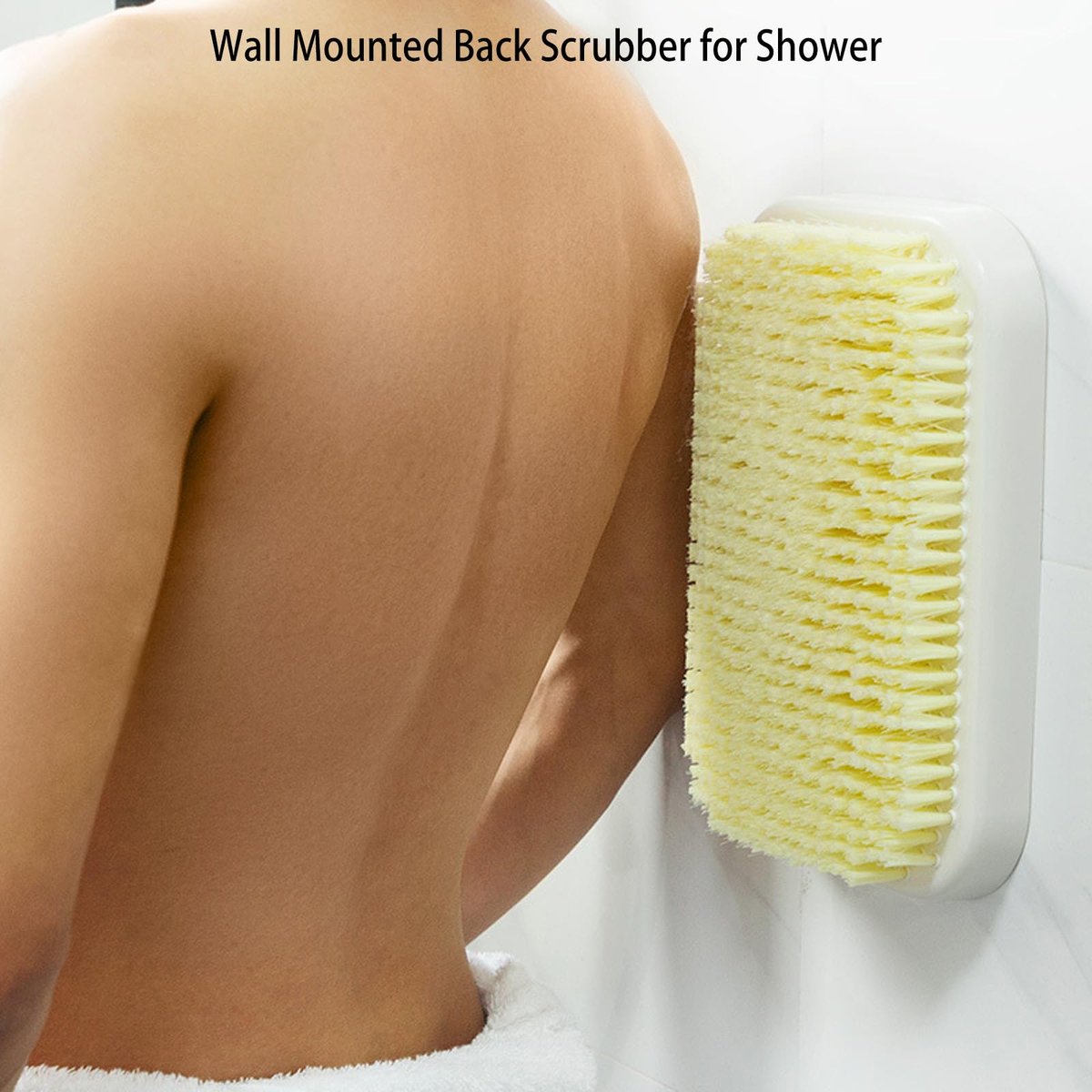 Tecbeauty Wall Mounted Back Scrubber for Shower - Hands-Free Exfoliating Bath Wash Pad for Men and Women, White Plastic Avelisse