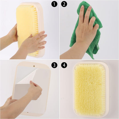 Tecbeauty Wall Mounted Back Scrubber for Shower - Hands-Free Exfoliating Bath Wash Pad for Men and Women, White Plastic Avelisse