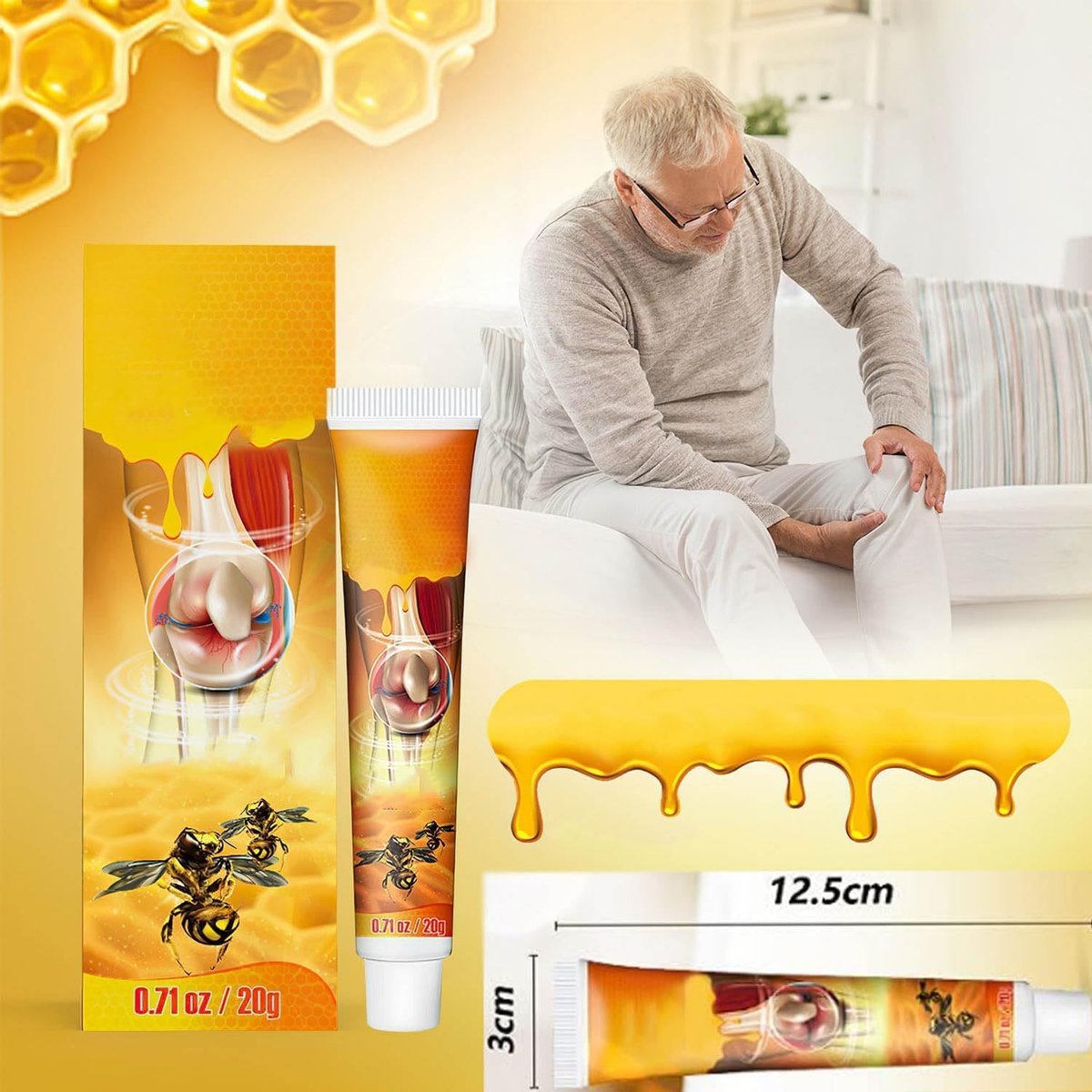 Bee Venom Relief Cream - Bone & Joint Gel with New Zealand Bee Venom & Propolis (3-Pack) - görsel 3