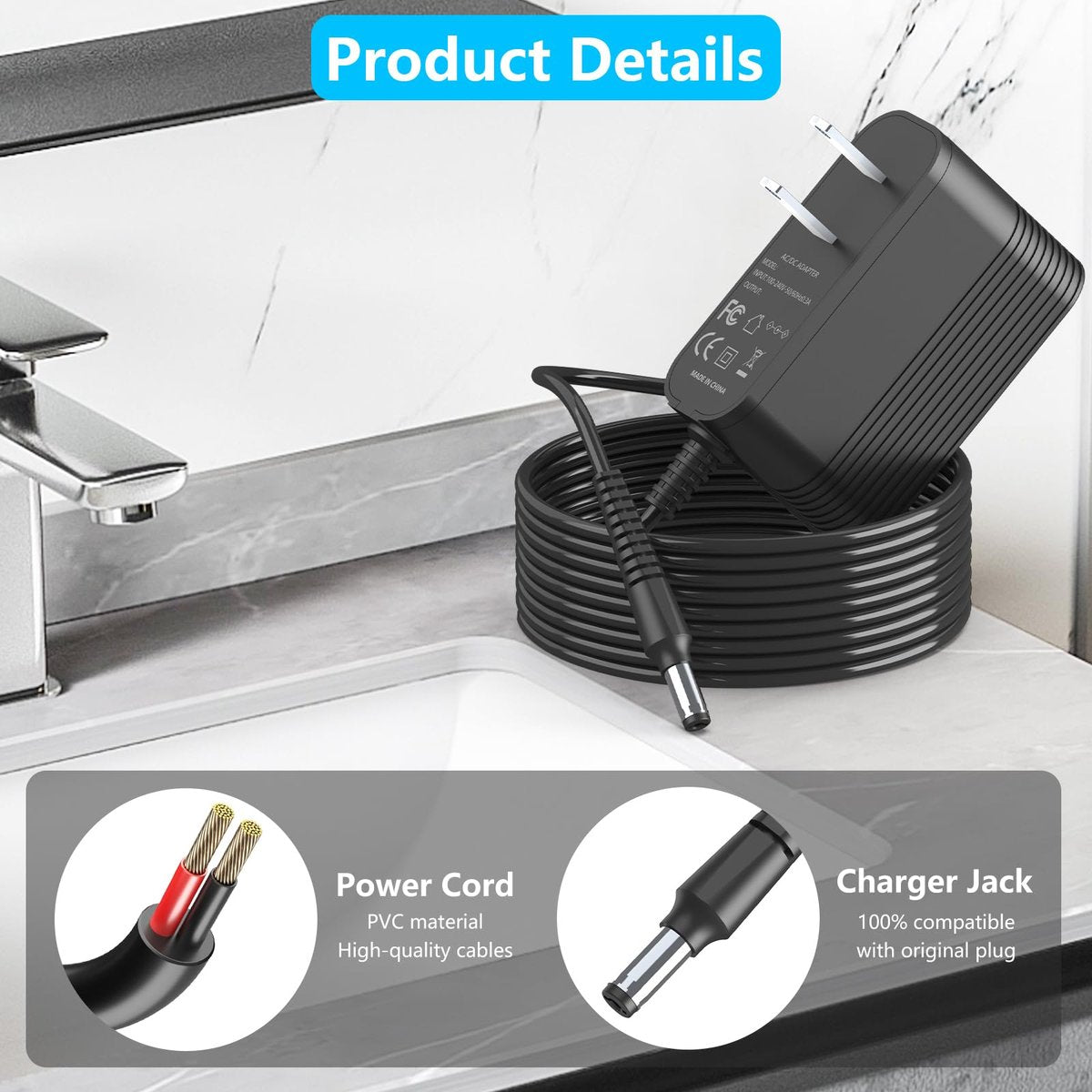 IOKOFJOA 4.9V Charger for Andis Slimline Pro Hair & Beard Trimmer – Compatible with Andis D-8 and Select Lithium-Ion Battery Clippers Avelisse