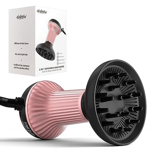 WUFAYHD Diffuser Hair Dryer for Curly Hair - Professional 2 in 1 Ionic & Ceramic Hair Dryer with Diffuser for Wavy Hair, Enhances Curls and Reduces Frizz, Gifts for Women (Deep Pink) Avelisse