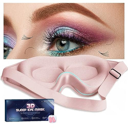 3D Contoured Sleep Mask for Women with Eyelash Extensions – No Pressure, Light Blocking Eye Mask for Travel, Yoga & Nap Avelisse