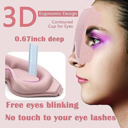 3D Contoured Sleep Mask for Women with Eyelash Extensions – No Pressure, Light Blocking Eye Mask for Travel, Yoga & Nap Avelisse