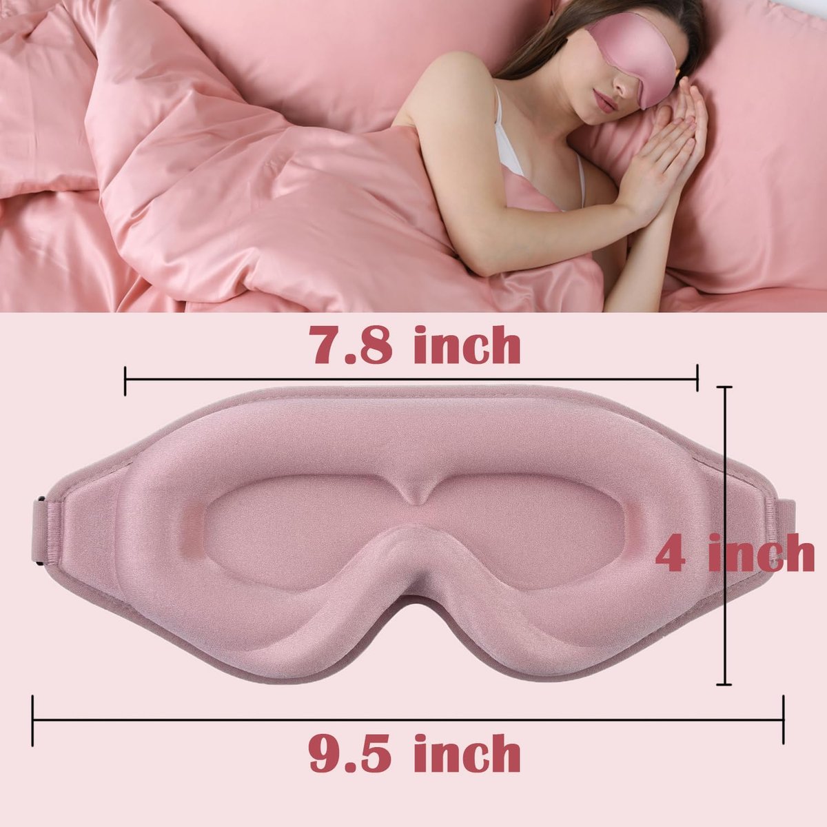 3D Contoured Sleep Mask for Women with Eyelash Extensions – No Pressure, Light Blocking Eye Mask for Travel, Yoga & Nap Avelisse