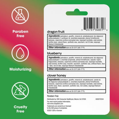 ChapStick Lip Balm Superfood Collection 3-Pack – Dragon Fruit, Blueberry & Clover Honey – Moisturizing Lip Care for Dry Lips, 0.15 oz Each