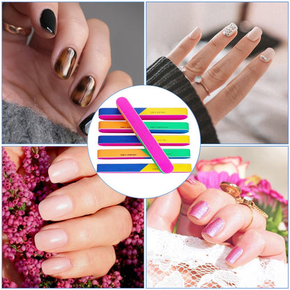7 Way Nail Buffer (6 Pcs) – Professional Nail Buffing Blocks for Natural Nails, Shine & Smooth, EVA Foam Emery Board (Multicolor, 6.5 Inches)