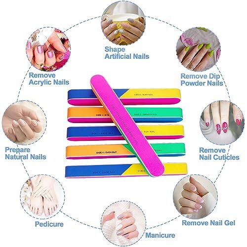 7 Way Nail Buffer (6 Pcs) – Professional Nail Buffing Blocks for Natural Nails, Shine & Smooth, EVA Foam Emery Board (Multicolor, 6.5 Inches) - görsel 14