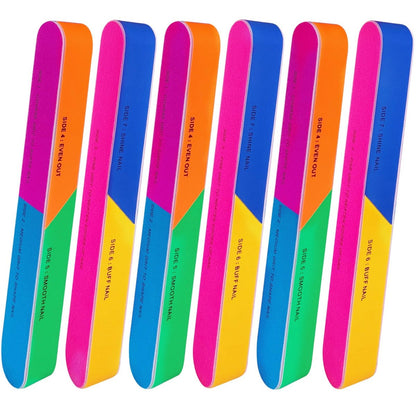 7 Way Nail Buffer (6 Pcs) – Professional Nail Buffing Blocks for Natural Nails, Shine & Smooth, EVA Foam Emery Board (Multicolor, 6.5 Inches)