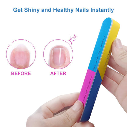 7 Way Nail Buffer (6 Pcs) – Professional Nail Buffing Blocks for Natural Nails, Shine & Smooth, EVA Foam Emery Board (Multicolor, 6.5 Inches)
