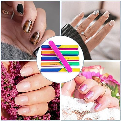 7 Way Nail Buffer (6 Pcs) – Professional Nail Buffing Blocks for Natural Nails, Shine & Smooth, EVA Foam Emery Board (Multicolor, 6.5 Inches)